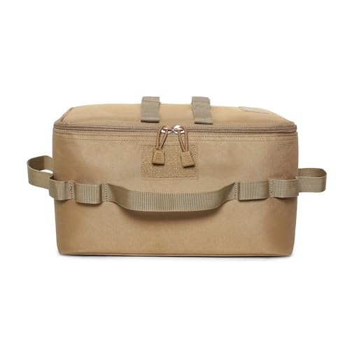 Fishing Tackle Bag Outdoor Camping Cookware Tool Bag Portable Large Capacity Tote Storage Bag Picnic Tactical Soft Case (Tan(13.38''L x 6.69''W x 7.48''H)) - color: Tan(13.38''L x 6.69''W x 7.48''H)