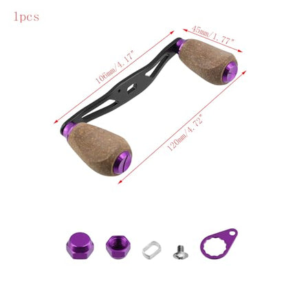 Fishing Reel Handle Replacement Parts Purple Fishing Baitcasting Reel Handle Rocker Arm Girp Fishing Rod Spinning Reel Grip with Wood Knob - color: Purple