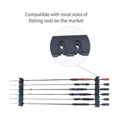 Wall Mount Fishing Rod Holders for Garage Organization, Horizontal Fishing Pole Holder Holds 6 Rods or Combos