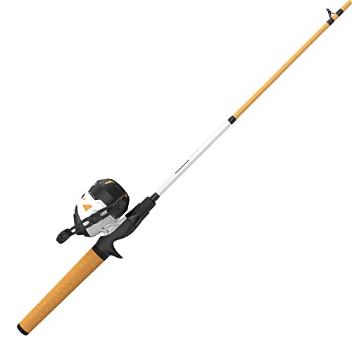 Zebco Roam Spincast Reel and Fishing Rod Combo, 6-Foot 2-Piece Fiberglass Fishing Pole with ComfortGrip Handle, Quickset Anti-Reverse Fishing Reel, Pre-Spooled with 10-Pound Zebco Line - color: Orange