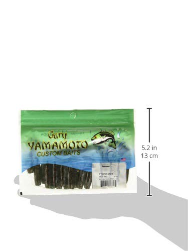 Yamamoto 5" Single Tail Grub Soft Plastic Fishing Angling Swimbait Lures with Tail-Curling Action - 20 Pack - color: WATERMELON W/ BLACK & RED FLAKE (20 PACK), size: 5" SUPER GRUB