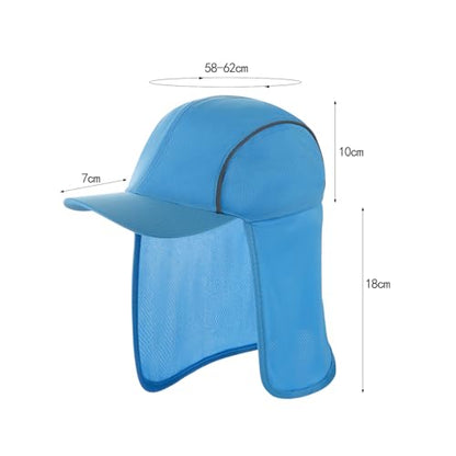 High Visibility Reflective Work Safety Hat Wide Brim Boonie Sun Hat UV Protection Fishing Cap with Neck Flap - color: Blue