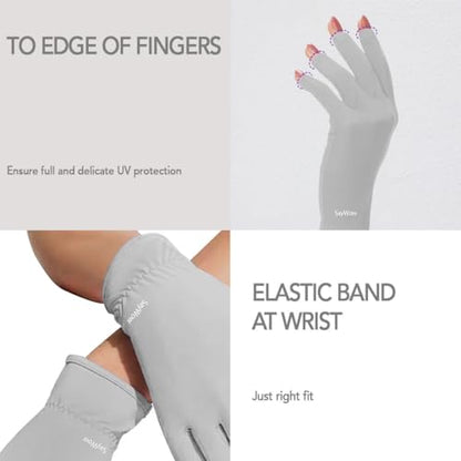 SayWow Fingerless Gloves for Women Sun UV Protection for Touchscreen, Gel Manicures, Driving - color: Grey