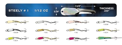IRON DECOY Steely Fishing Lure Spoon, Casting, Trolling, Jigging, Ice, Lake, River, Stream, Freshwater, Trout, Bass, Walleye, Salmon, Crappie, Pike - color: Prism, size: 1/12 OZ