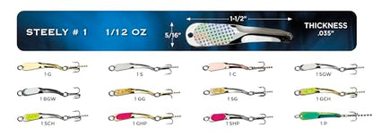 IRON DECOY Steely Fishing Lure Spoon, Casting, Trolling, Jigging, Ice, Lake, River, Stream, Freshwater, Trout, Bass, Walleye, Salmon, Crappie, Pike - color: Prism, size: 1/12 OZ