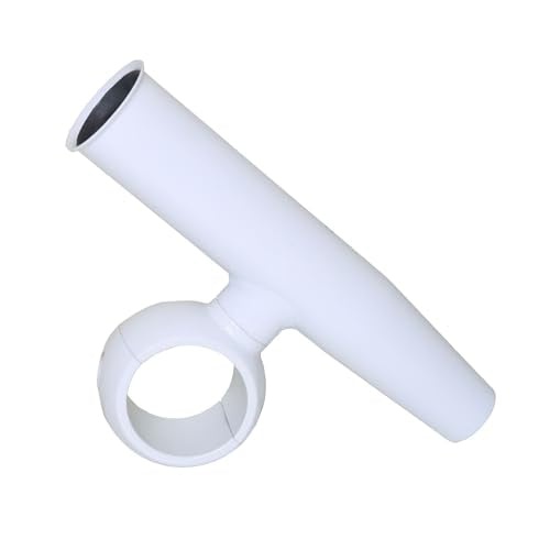T-Top Rod Holder Aluminum Single clamp on fit 2.5",2.375",2.25",2" inch Horizontal or Vertical Fishing Boat Tower/Leaning Post/Rail Raider - color: White