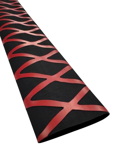 Accering X-Pattern Non Slip Fishing Rod Shrink Wrap (φ20mm, Black & Red) | L3.3ft, Shrink Ratio: 1.8:1. Non slip, Durable. Fishing rod shrink wrap for wooden handle & pool cue. - color: Black & Red, size: φ20mm, L3.3ft