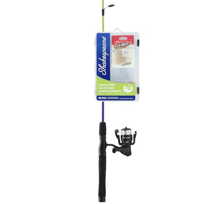 Shakespeare Catch More Fish Spinning Reel and Fishing Rod Combo with Kit - color: Lake/Pond - Yellow, style: 2024 Model