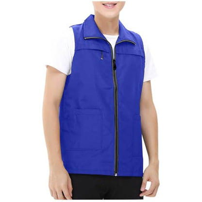 Men Women Outdoor Fishing Vest Zip Up Travel Hiking Summer Outerwear Unisex Mesh Breathable Waistcoat Lightweight - color: Blue, size: X-Large