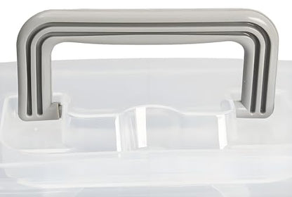 Tosnail 12-Inch 3 Layers Plastic Craft Organizer Box Storage Container First Aid Carrying Case for Sewing, Painting, Arts - Clear