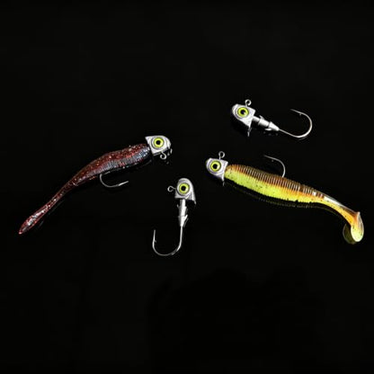 15pcs Swimbait Jig Heads Dual Bait Keeper 3D Eye Salt Fresh Water Soft Lure Hooks Multi Weight Assortment 1/8-1/2oz - size: 1/2oz-15Pack