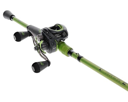Lew's MACH 2 Baitcast Reel and Fishing Rod Combo, IM8 Graphite Blank Fishing Rod, Winn Dri-Tac Ultra Handle, Black/Green - size: 7'0"