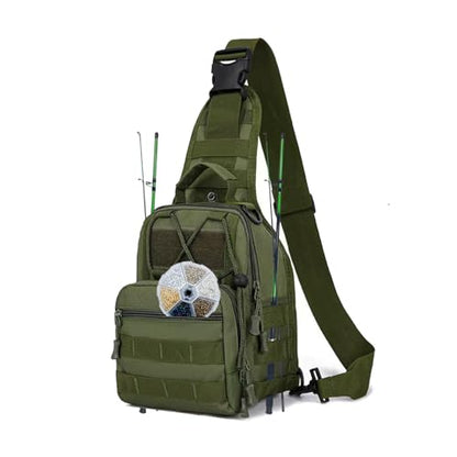 Lightweight Fishing Tackle Backpack Professional Water-Resistant All-in-One Rod Holder & Gear Storage - color: Green