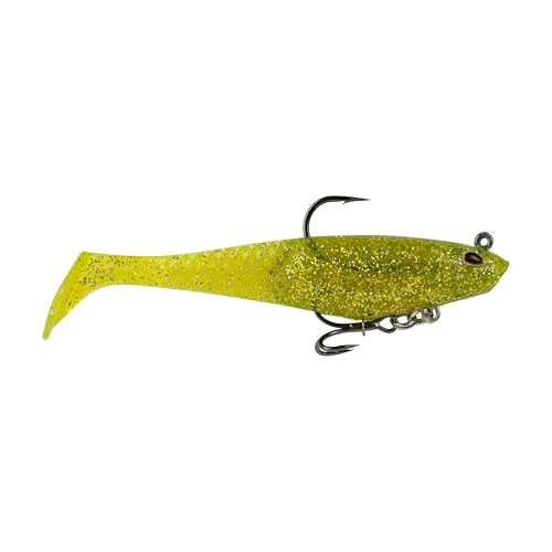 Berkley PowerBait Saltwater Pre-Rigged Cullshad Fishing Soft Bait - color: Chartreuse Flash, size: 6 in (1.625 oz)