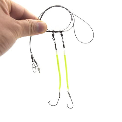 High Strength Steel Wire Leader Rigs with Hooks Swivels Snap Connect,Saltwater Fishing Assecories Steel Wire Leader with Nylon-Coating - size: 16#