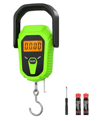 Digital Fishing Scale with Lip Gripper, 110lb/50kg Waterproof Fish Weight Scale with Tape Measure, Hook & Clamp, LCD Display & Hanging Design, Ideal Fishing Gift for Men Anglers - color: Green