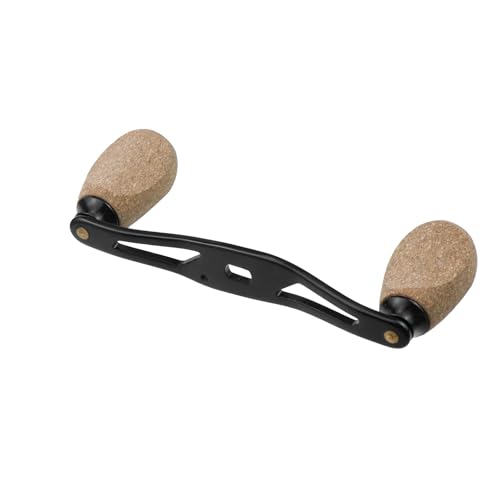Fishing Reel Handle Fishing Replacement Parts with Wood Knob for Lakeside Seaside - color: Black+Dark Yellow