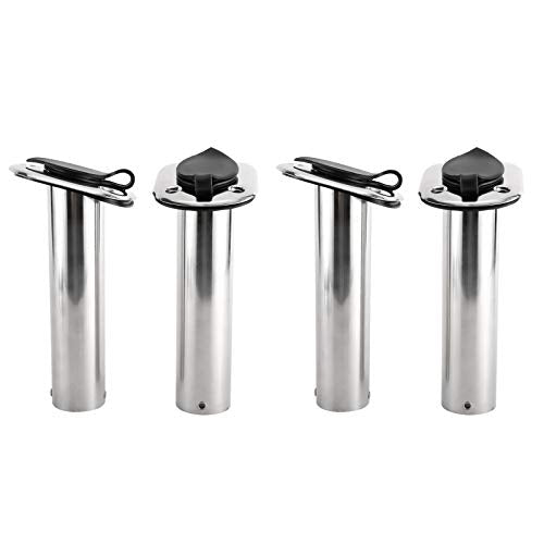 YaeMarine 4Pcs Stainless Steel Rod Holders with Rubber Cap, Liner, Gasket - style: 15 Degree