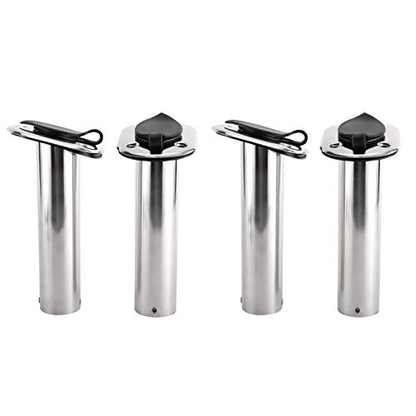 YaeMarine 4Pcs Stainless Steel Rod Holders with Rubber Cap, Liner, Gasket - style: 15 Degree