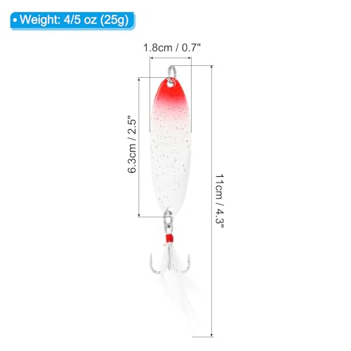PATIKIL Fishing Spoons, Fishing Lures Casting Spoon Treble Hook Jigs Spinner Baits for Freshwater Saltwater - style: 4/5oz
