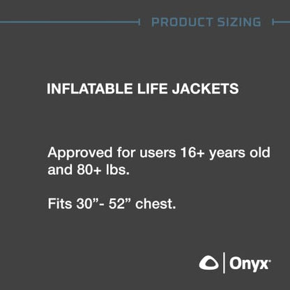Onyx M-16 Manual Inflatable Belt Pack, U.S. Coast Guard Approved, Low Profile, Compact Design, Approved for Users 16 Years and Older; and Over 80 pounds
