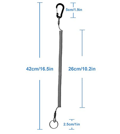 Lix&Rix Retractable Safety Coiled Lanyard with Aluminium Alloy Carabiner Clip, Black/Blue/Green/Red/Silver/Yellow - color: Black Long