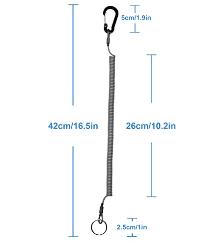 Lix&Rix Retractable Safety Coiled Lanyard with Aluminium Alloy Carabiner Clip, Black/Blue/Green/Red/Silver/Yellow - color: Black Long
