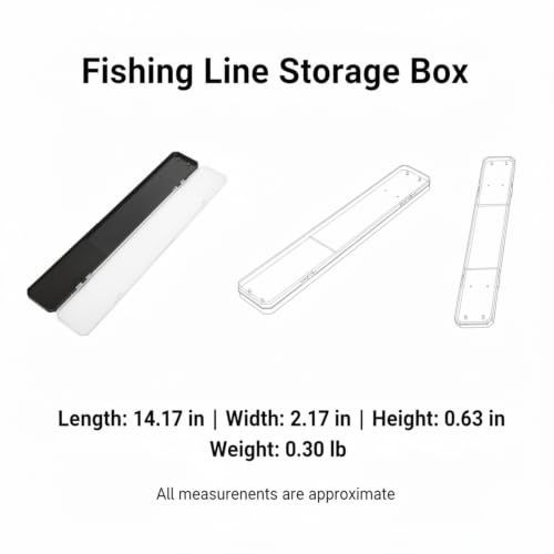 Anglers' Slim Fishing Line Spool Organizer, Transparent Tackle Storage Box for Quick ID and Compact Carry - size: 14.17 x 2.17 x 0.63 in