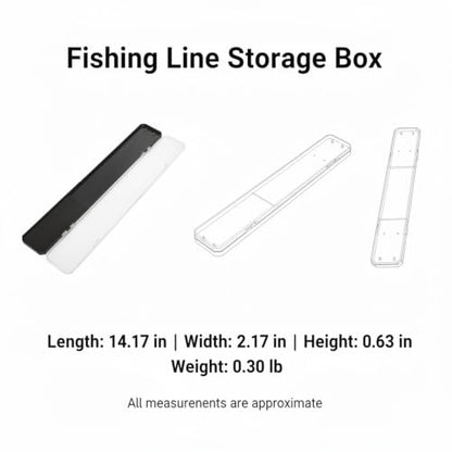 Anglers' Slim Fishing Line Spool Organizer, Transparent Tackle Storage Box for Quick ID and Compact Carry - size: 14.17 x 2.17 x 0.63 in