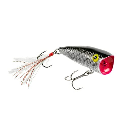 Rebel Pop-R Feathered Topwater Popper Fishing Lure - color: Silver Black