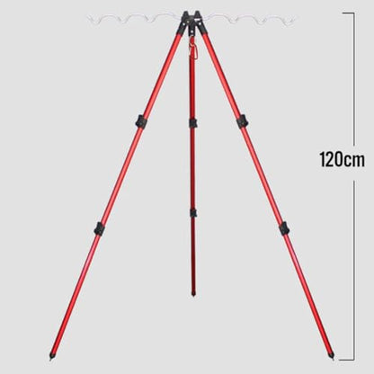 Aluminum Retractable Fishing Tripod Stand, Foldable Rod Holder with Ground Spikes, Adjustable Height Pole Rack for 7 Rods, Portable for Outdoor Camping, Blue 47.2 Inch
