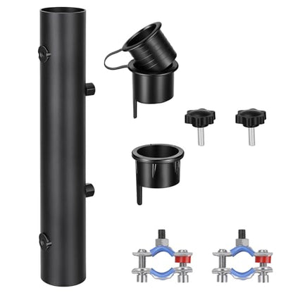Heavy Duty Fishing Rod Holder for Beach Wagon, Umbrella Holder Clip on Wagon, Cart, Chair for Fishing, Beach, Camping, Ball Park, Fishing Pole Holder with Mount Clamp (3/5” to 9/10” Inner Diameter)
