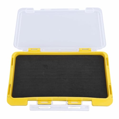 Portable Water proof Fishing Tackle Box - Slim Foam Insert Hook Organizer Case for Lures & Jigs (17.3x9.75x2cm, Yellow)‌