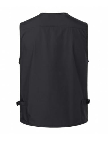 PASOK Men's Work Fishing Vests Lightweight Safari Travel Hunting Waistcoat With Multi-Pockets - color: Black, size: X-Large