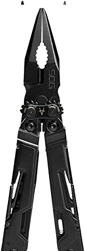 SOG PowerPint Mini Compact Stainless Steel Multi-Tool, 18 Lightweight Specialty Tools & SOG Multitool Pliers Pocket Knife, Black | 5 in Open and 3.25 in Closed, 4.2 Oz, Magnetic 1/4 in Hex Bit Holder, Black - color: Black, style: Multi-Tool
