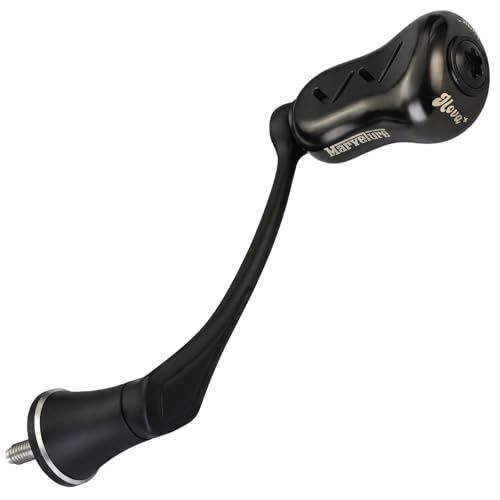 Mamba Series Power Handle 2.28'' (58 mm) with Titanium Knob Compatible for Shimano Stradic FL FM, Stella, Vanford, Vanquish, Twin Power, Nasci FC FD 1000-5000 Spinning Reels - color: Black