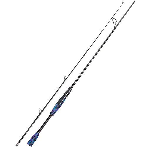 Sougayilang Fishing Rod - Medium 2Pc Graphite Composite Blank Spinning & Casting Rod, Camouflage EVA Grip, Smooth Transition Fishing Pole - color: Purple-Spinning, size: 5'10''-Medium-Moderate