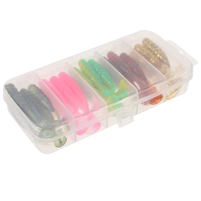 Alipis 30pcs Soft Paddle Tail Fishing Lures Artificial Plastic Baits Supple Swimbaits for Freshwater Bass Trout Fishing Tackle Kit