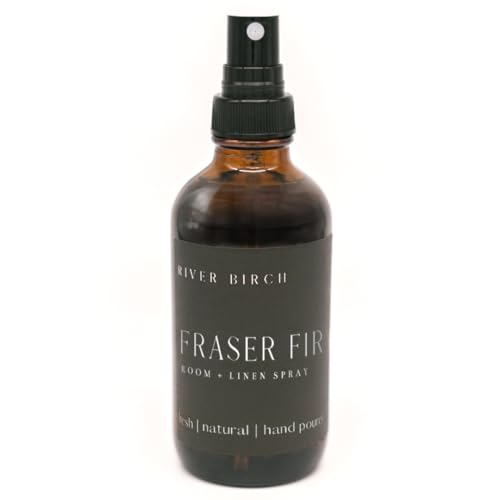 River Birch Fraser Fir Scented Linen and Room Spray | Home Fragrance | 4 oz Glass Amber Bottle | Luxury Signature Scent | Handmade in Texas - color: Fraser Fir