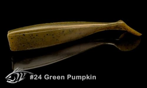 Lunker City Fishing Shaker 3.25" Swimbait Soft Plastic Bass Walleye Lure Saltwater Swimming Tail Action Pike Swim Bait, 7 Per Bag, Made in The USA - color: 24 Green Pumpkin