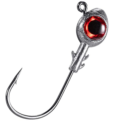 Dr.Fish 10 Pack Fishing Eyes Jigs 3D Eyes Trout Heads Bass Hook Saltwater Swimbait Jig Heads Freshwater Walleye Redfish Striper 1/2oz 3/8oz 1/4oz 3/16oz - color: Red Eyes, size: 1/2oz-Hook #5/0