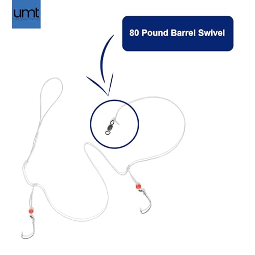 Sea Bass Hi/Lo Saltwater Fishing Rigs 1, 5 &10 Pack Bulk Options - Uncle Mo’s Tackle – Mustad Size 3/0 Bait Hook, 60lb Heavy Duty, 80lb Swivel & Sinker Loop, Hand Tied - for Fluke Porgy Snapper Croaker Sea Trout Tautog Spot Pompano - size: 1 Pack