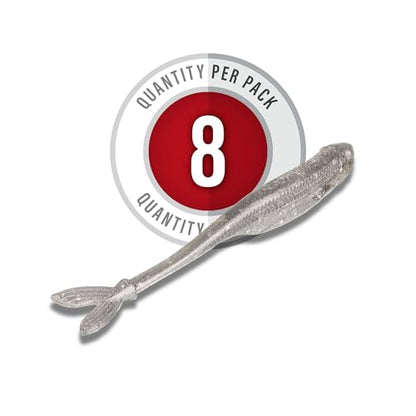 Strike King Spotlight Split Minnow Fishing Lure, Soft Plastic Jerkbait, 8-Pack - color: Carolina Chrome, size: 4"