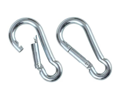 Black & Silver Zinc-Galvanized Heavy Duty Bushcraft Carabiner Spring Snap Clip Link Hooks 200-500lb Load 2, 6 & 12 Packs - color: 7cm (2.8in) Silver 2 Pack