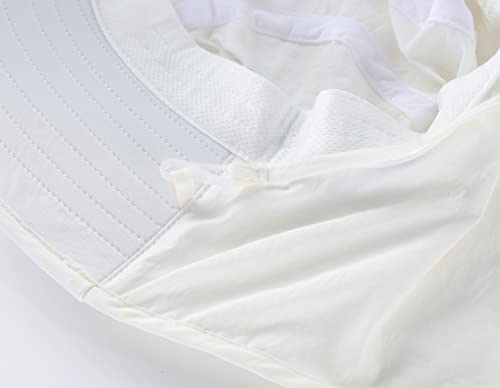 Connectyle Kids Large Brim UV Protection Sun Hat with Neck Flap Mesh Fishing Cap - color: White