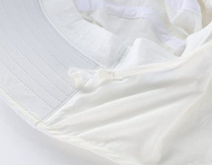 Connectyle Kids Large Brim UV Protection Sun Hat with Neck Flap Mesh Fishing Cap - color: White