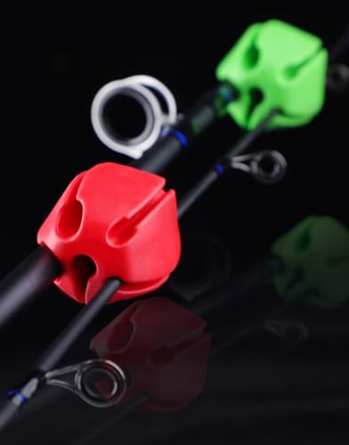 10Pcs Silicone Fishing Rod Holder Straps, 5 Hole Portable Fishing Rod Fixed Ball, Rubber Fishing Pole Clips Fly Fishing Accessories - color: Green