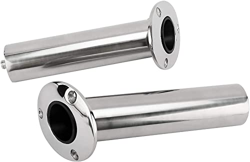 YaeMarine 4-Pack Heavy Duty Stainless Steel 316 Deluxe Rod Holders with Drain, Flush Mount Fishing Rod Pole Holders, 30 Degree /15 Degree/90 Degree - style: 30 Degree