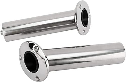 YaeMarine 4-Pack Heavy Duty Stainless Steel 316 Deluxe Rod Holders with Drain, Flush Mount Fishing Rod Pole Holders, 30 Degree /15 Degree/90 Degree - style: 30 Degree