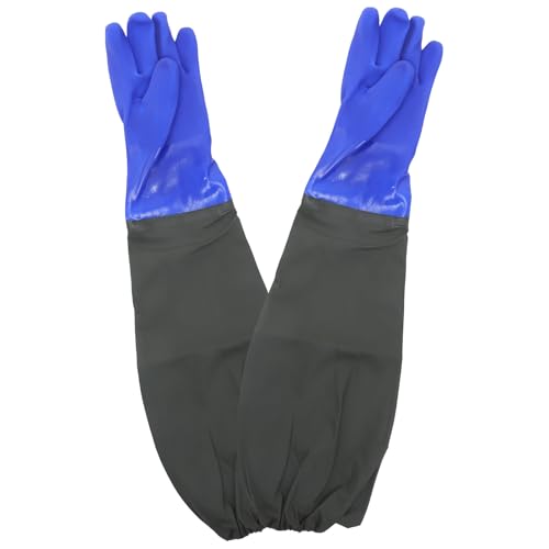 DOITOOL Long Waterproof Fishing Gloves 2pcs Blue Elastic Wrist Multi-Function Professional Planting and Cleaning Gloves for Outdoor Fishing and Gardening